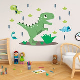 Vinilo Decorativo Para Pared Infantil Dinosaurio 100x100cm