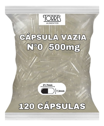 Cápsula Vegetal Vazia Nº 0 -  Pacote Contendo 120 Unidades