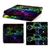 Skin Ps4 Slim + Skin 2 Joyst + 2 Lightbar - Calavera