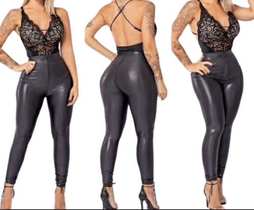 Calça Cirre Disco Skinny Parece Couro Plus Size