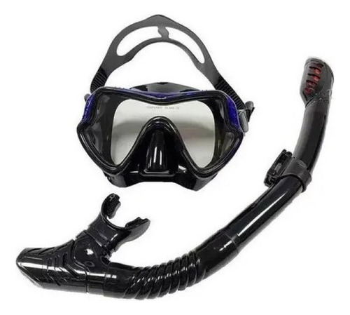 Conjunto De Máscara De Buceo Profesional Negro