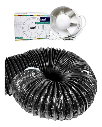 Kit Indoor Extractor 150mm Kasvi + Ducto Black 10m 102mm