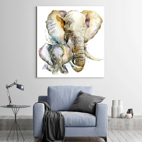 Cuadro Elefantes Moderno Bastidor Canvas Para Salas 60x60 C7