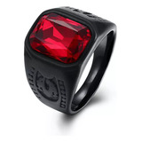 Anillo Grande Para Hombre Con Gema Roja