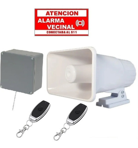 Kit Sirena Alarma Vecinal Panico 50 Mts Alcance Lineal