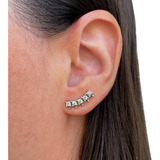 Brinco Ear Cuff Pontos De Luz Com Tarraxa Prata 925 Legítima