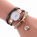 Reloj Mujer Brazalete Vinil Dama Pulsera Dije Cristal