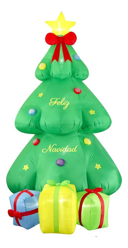 Inflable Navideño Arbol Pino Con Estrella Y Regalos 270cm 