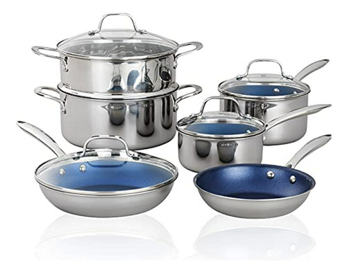 Set De Cocina Granitestone Blue, Antiadherente, Base Tri-ply