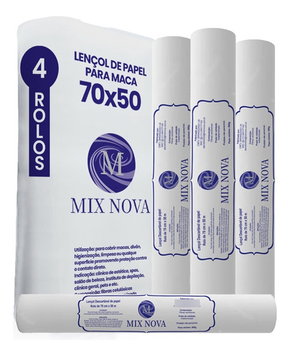 Lençol Descartavel Papel Hospitalar Maca 70x50 4 Rolos Flex