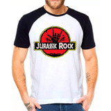 Camiseta Raglan Jurassic Park Rock Masculina