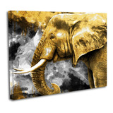 Cuadro Lienzo Canvas 60x80 Elefante Perfil Dorado Tipo Oleo