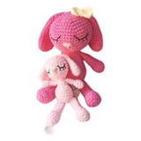 Muñeca Mama Coneja Y Bebe Amigurumi Crochet Peluche