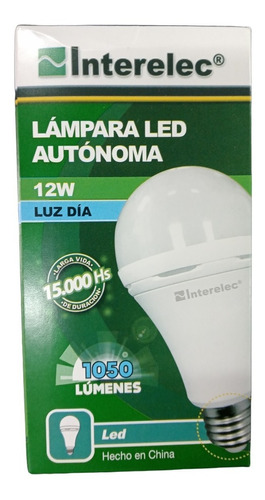 Lampara Led Autonoma Emergencia 12w Fria Pack X 5u Interelec