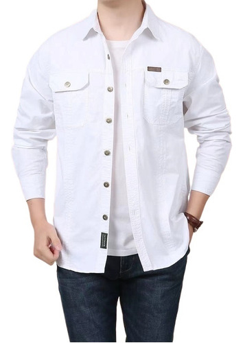 Camisa De Trabajo De Manga Larga Para Hombre Plus Size-