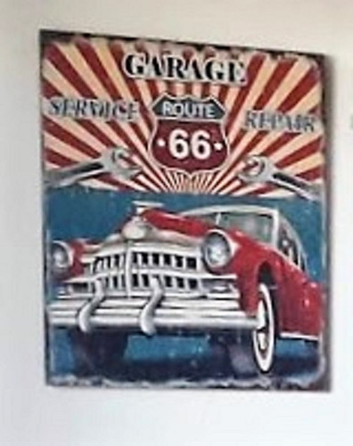Cuadro Colgar Vintage Auto Garage Estilo Retro 50s Madera