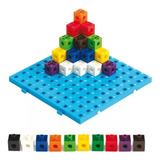 Cubos Conectores Multiencaje 10 Colores 100 Unidades + Base