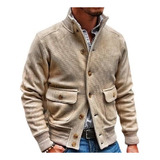 Cárdigan Para Hombre De Solapa Chaqueta De Suéter De Punto