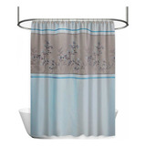 Combo Cortina Baño Chenille Galia + Ganchos Poppies Gris 