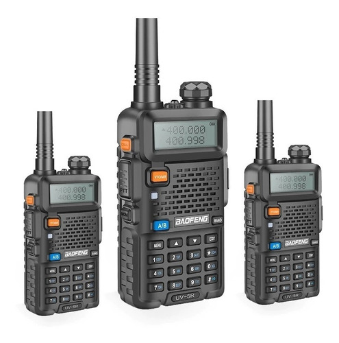 Kit 3 Rádio Comunicador Ht Dual Band Airsoft Uv-5r + 3 Fones