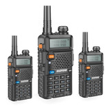 Kit 3 Rádio Comunicador Ht Dual Band Airsoft Uv-5r + 3 Fones