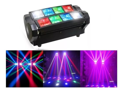 Cabeza Movil Led Spider Beam Rgbw Dmx 8x3w Luz Disco