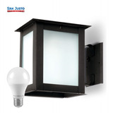 Farol Vidrio Satinado Opalino Negro Con Mensula Ext Orient