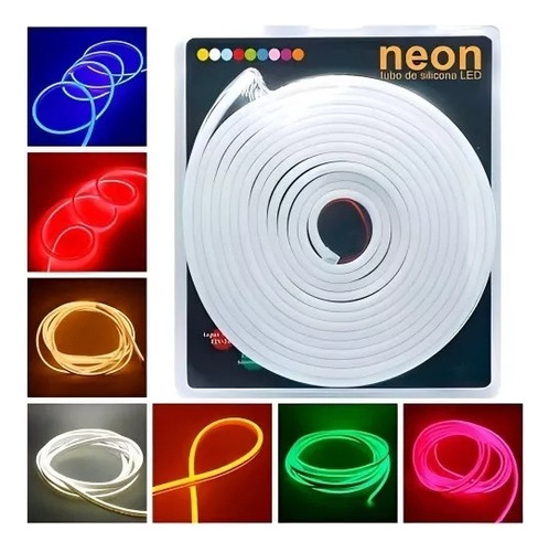 Neon Flex 12v Rollo X5 Metros Con Fuente Adaptador Incluido Luz Blanco Frío