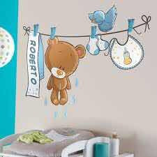 Vinil Decorativo Infantil Oso Colgando 1 Metro De Largo