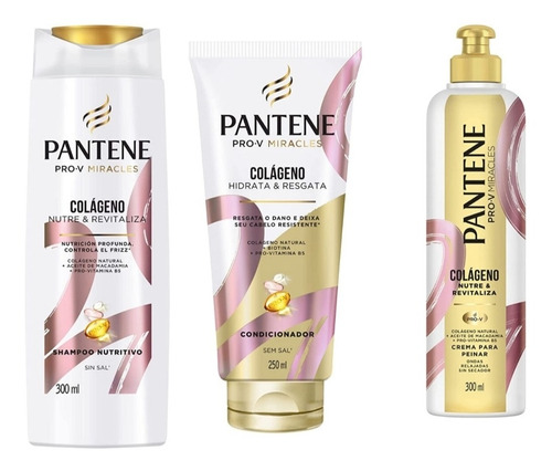 Pack Pantene Colágeno Shampoo-crema Para Peinar- Acondiciona