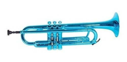 Trompeta Plastico Parquer Metalizada Azul Bb Con Funda