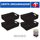 Kit 4 Cestos Organizador Armário Gaveta Lavanderia M 33x23