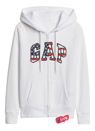 Gap - Sudadera Flag Zip Hoodie In Fleece - White