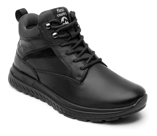 Bota Botita Flexi Country Piel Cintas Hombre 403009 Negro