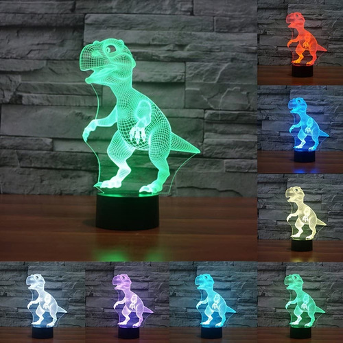 Lampara Led 3d Dinosaurio Niños Estilo Holograma Ilusión