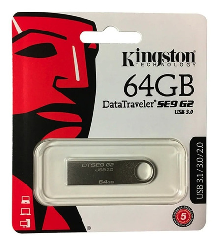 Memoria Usb Kingston Datatraveler Se9 Dtse9h 64gb 2.0 Plateado