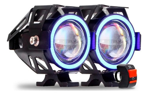 Par Farol Milha Moto Angel Eye U7 Led Auxiliar 30w Branco