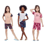 Kit 3 Conjuntos Infantil Bebe Menina Verão Roupa Criança