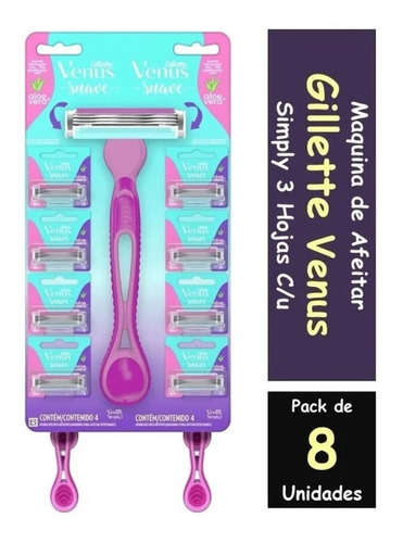 8pack Gillette Venus Suave Simple 3 Hojas Con Aloe Vera