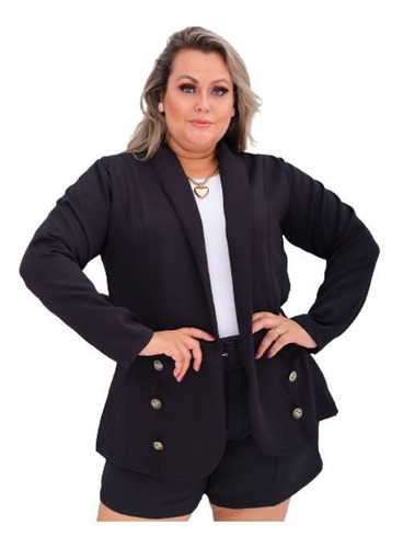 Blazer Feminino Max Sobretudo Social Alfaiataria Plus Size