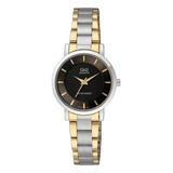 Reloj Q&q Qyq Q945j402y Casual Acero Mujer Dama + Estuche 