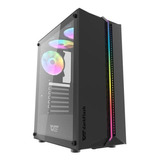 Funda Aigo Darkflash Dk151 Rgb Mid-tower Para Jugadores Con 3 Ventiladores, Color Negro