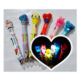 Kit 6 Plumas Kawaii Bts-bt21 Luz Led Kpop Army Bolígrafos 