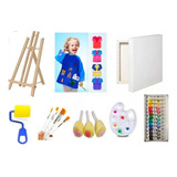 Kit De Arte Para Niños Set Para Pintar Atril Bastidor 10 Pcs