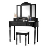 Charmaid Vanity Desk Set Dressing Table With Trifold Mirror