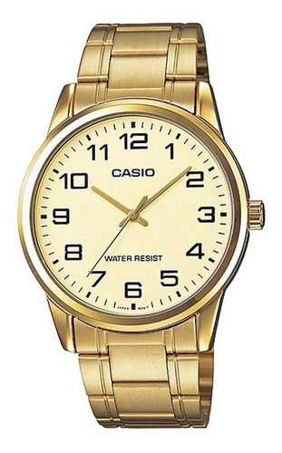 Reloj Casio Mtpv001 Hombre Acero Dorado Correa Plateado/dorado Bisel Plateado Fondo Dorado Mtp-v001g-9b