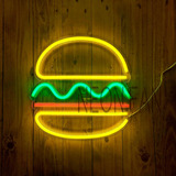 Cartel Neon Led Hamburguesa - Comercio Hogar Base Acrilico