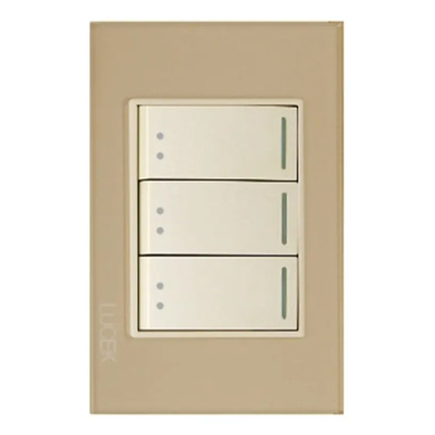 Placa Cristal Dorado Marfil 3 Interruptores Escalera Lucek 16 A 220v