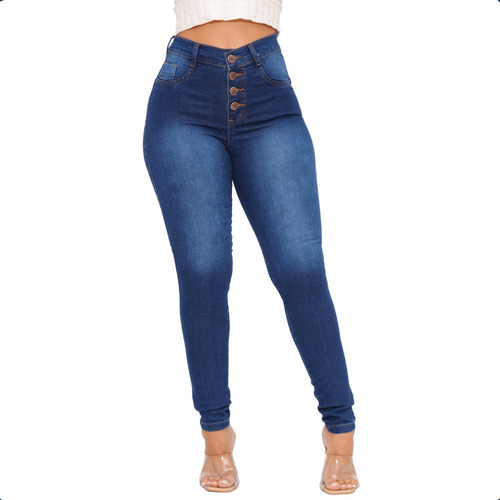 Calça Jeans Skinny Feminina Cintura Alta Levanta Bumbum