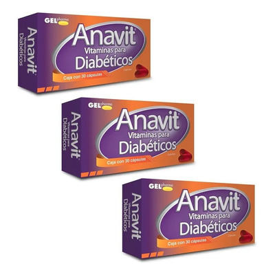 Vitaminas Para Diabeticos Anavit Gelpharma 3 Cajas De 30 Cápsulas c\u002Fu | MercadoLibre